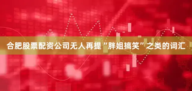 合肥股票配资公司无人再提“胖姐搞笑”之类的词汇